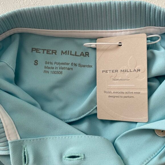 NWT Peter Millar Women’s Performance Golf Polo • Size S • Light Blue • Tournamen - Picture 3 of 5